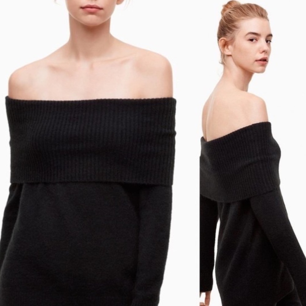 ARITZIA WILFRED FREE Eisha Alpaca Merino Wool Off Shoulder Sweater Dress Small